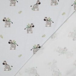 Baumwolljersey Organic Digital Zebras - weiß
