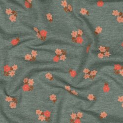 Baumwolljersey Mini Blumenstrauß - salbei meliert