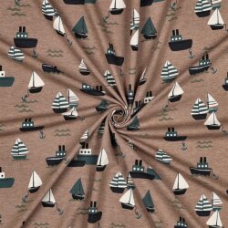 Baumwolljersey Boote - taupe meliert