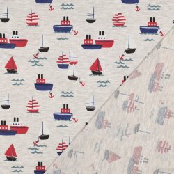 Baumwolljersey Boote - hellsand meliert