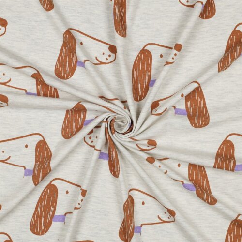 Baumwolljersey Hunde - creme meliert