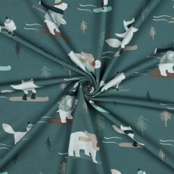 French Terry Digital Winter Tiere - salbei