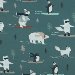 French Terry Digital Winter Tiere - salbei