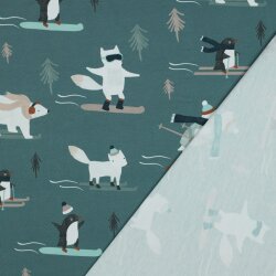 French Terry Digital Winter Tiere - salbei