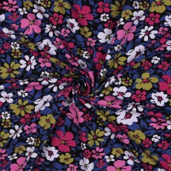 French Terry Blüten - schwarz/blau