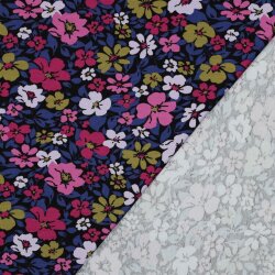 French Terry Blüten - schwarz/blau