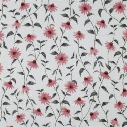 Musselin Organic Digital rosa Blumen - weiß