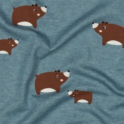 Baumwolljersey süße Bären - rauchblau...