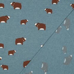 Baumwolljersey süße Bären - rauchblau...