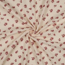 Musselin Punkte Blumen - softhellpfirsich/rot