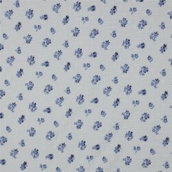 Musselin Punkte Blumen - weiß/blau