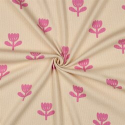 Rippenjersey Bio~Organic Blumen - natur/pink