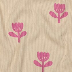 Rippenjersey Bio~Organic Blumen - natur/pink