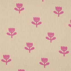 Rippenjersey Bio~Organic Blumen - natur/pink