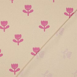 Rippenjersey Bio~Organic Blumen - natur/pink