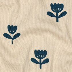 Rippenjersey Bio~Organic Blumen - natur/petrol