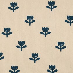 Rippenjersey Bio~Organic Blumen - natur/petrol