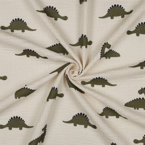Musselin BIO~Organic Dinos - natur/oliv