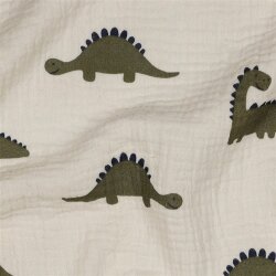 Musselin BIO~Organic Dinos - natur/oliv