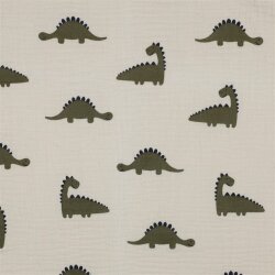 Musselin BIO~Organic Dinos - natur/oliv