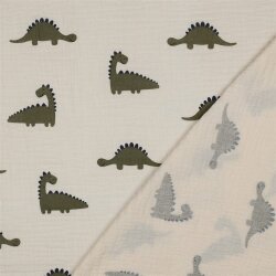 Musselin BIO~Organic Dinos - natur/oliv