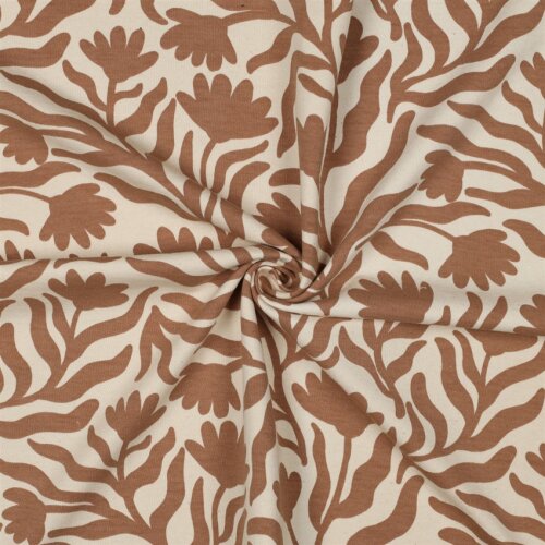 Ganzjahressweat Blumenranken - natur/karamell