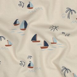 Baumwolljersey  Bio~Organic Segelboote - natur