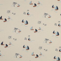 Baumwolljersey  Bio~Organic Segelboote - natur