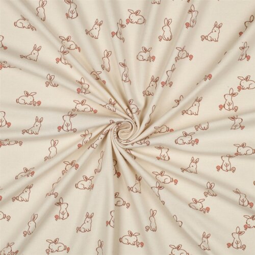 Baumwolljersey  Bio~Organic Hasen - natur