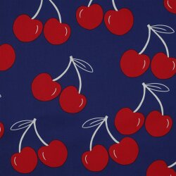 Beschichtete Baumwolle Kirschen - blau