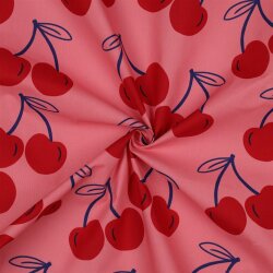 Beschichtete Baumwolle Kirschen - pink