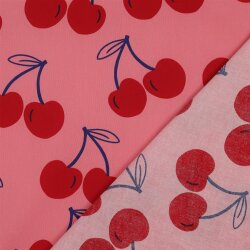 Beschichtete Baumwolle Kirschen - pink