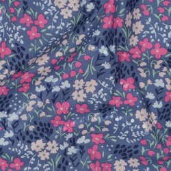 Beschichtete Baumwolle Blumen - jeansblau