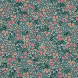 Beschichtete Baumwolle Blumen - grün