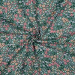 Beschichtete Baumwolle Blumen - grün