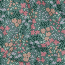 Beschichtete Baumwolle Blumen - grün