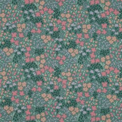 Beschichtete Baumwolle Blumen - grün