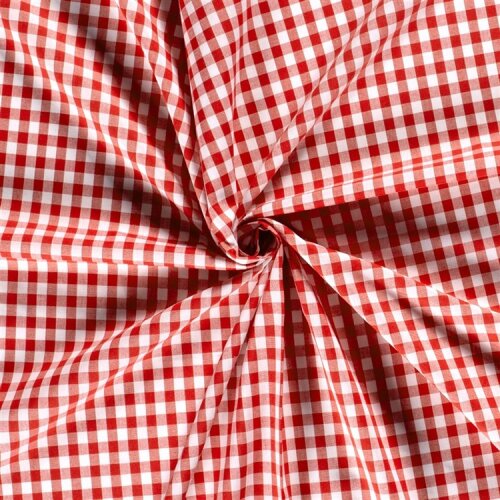 Baumwollpopeline garngefärbt Vichy Karo 10mm - rot