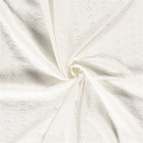 Baumwollpopeline Bestickt Blumen - creme