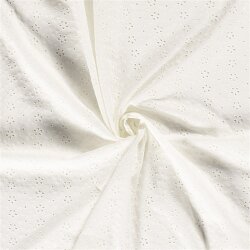 Baumwollpopeline Bestickt Blumen - creme