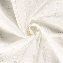 Baumwollpopeline Bestickt Blumen - creme