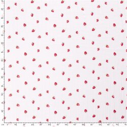 Musselin kleine Erdbeeren - weiß