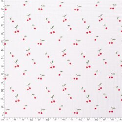 Musselin Digital Kirschen - weiß