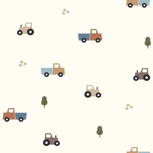 Regenjackenstoff Digital LKW und Trecker - creme