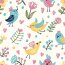 Regenjackenstoff Digital bunte süße Vögel - creme