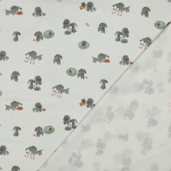 Baumwolljersey Organic Digital Hunde - creme