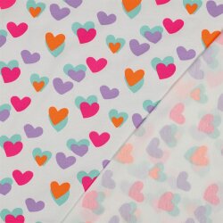 Baumwolljersey Neon Herzen - altweiss