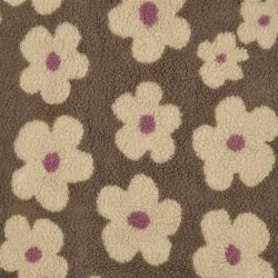 Teddystoff creme Blumen - taupe