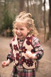 Teddystoff creme Blumen - taupe