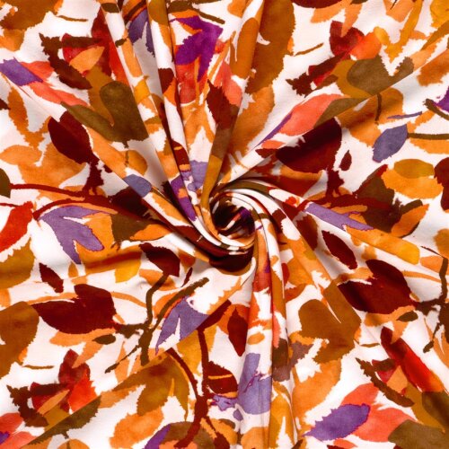 French Terry Digital Blätterkunst - orange